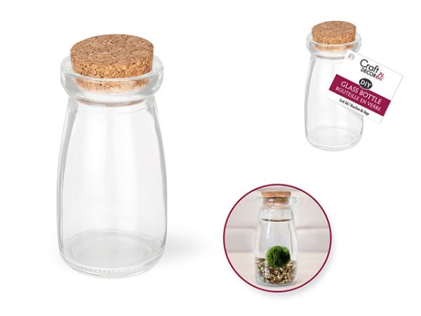glass bottle with cork stopper