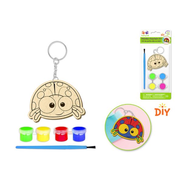 Turtle Paintable Wooden Keychains Set