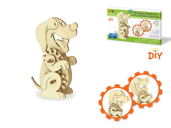 wooden 3D mechanical gear dog puzzle set