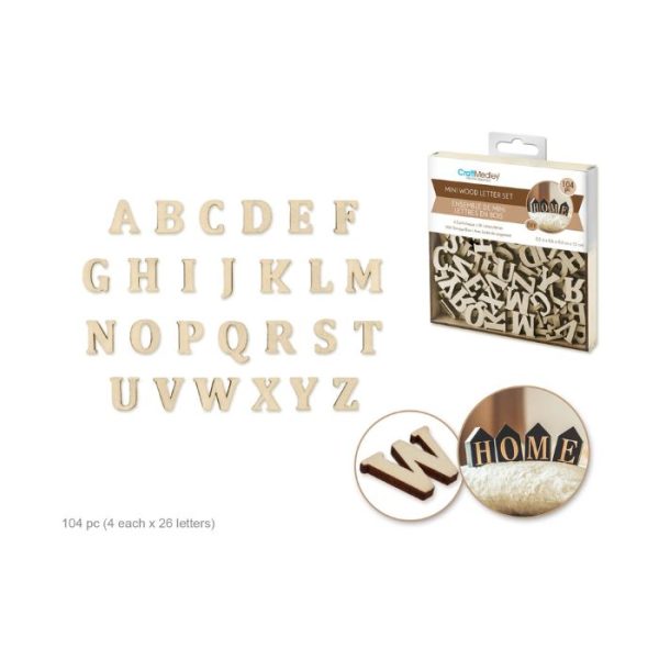 Natural Wooden Letters 0.5 in x 0.6 in for crafting