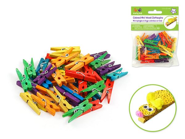 colorful wooden clothespin set