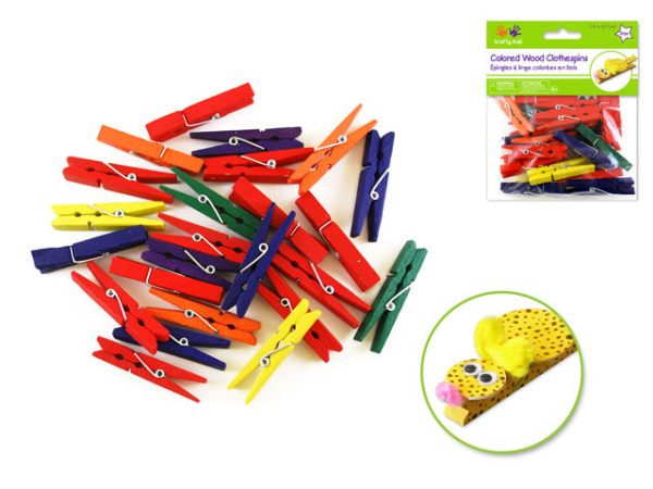 colorful wooden clothespins