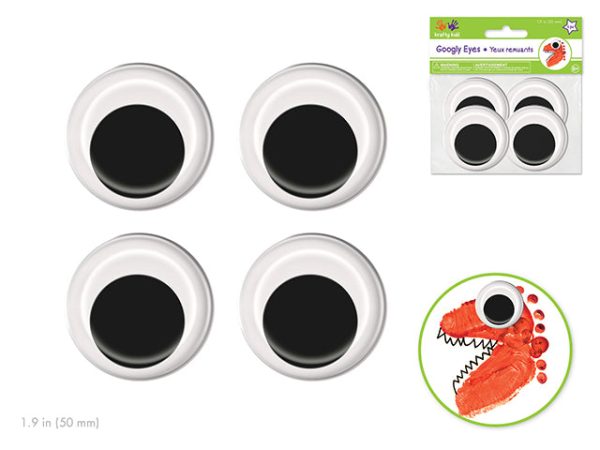 Yeux mobiles à coller 50 mm rond noir