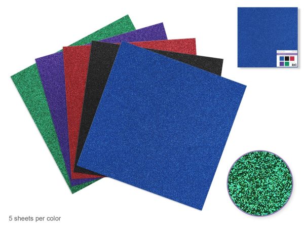 primary colored glitter paper