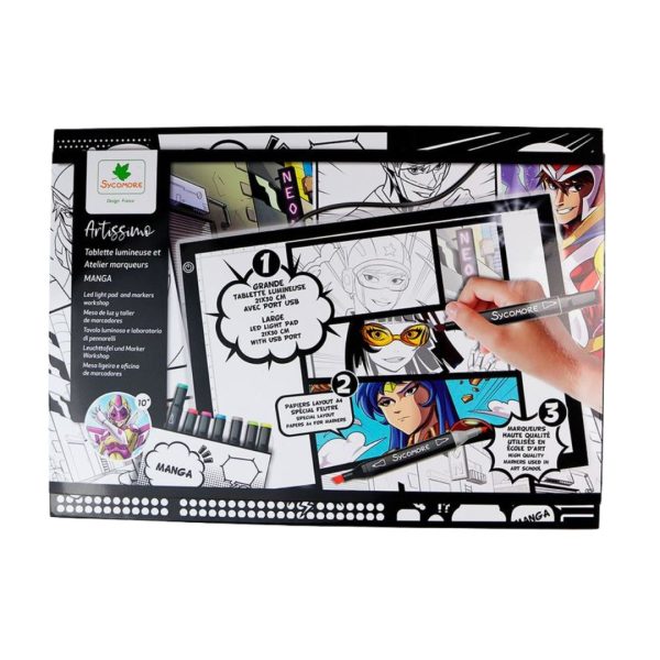 tablette lumineuse et atelier marqueurs Manga
