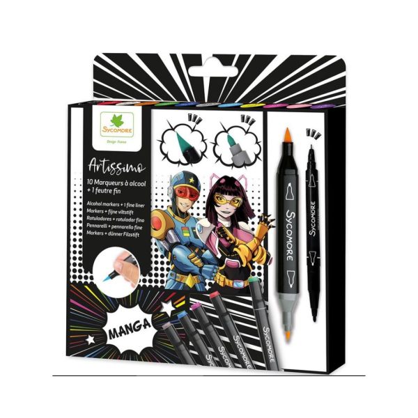 Ensemble de 10 marqueurs à l'alcool et feutre fin Manga