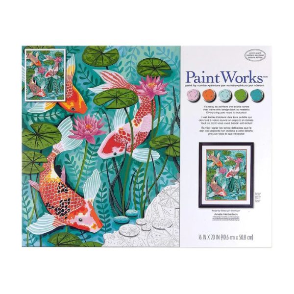 Peinture à numéros 16 po x 20 po Poissons Koi